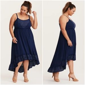 🆕Torrid Embroidered Navy Hi-Lo Maxi Dress, 18/20